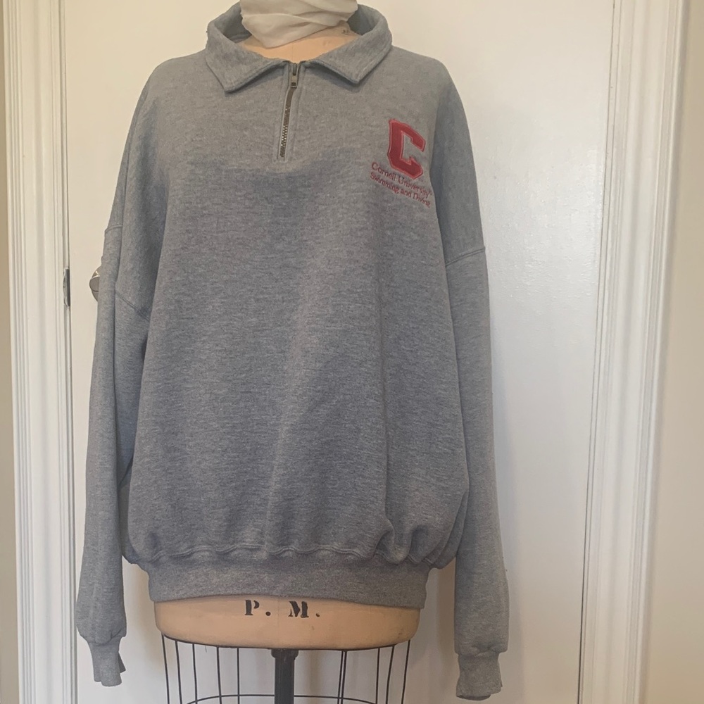Cornell University Swimming & Diving Classic Gray Zip-Up Sweatshirt